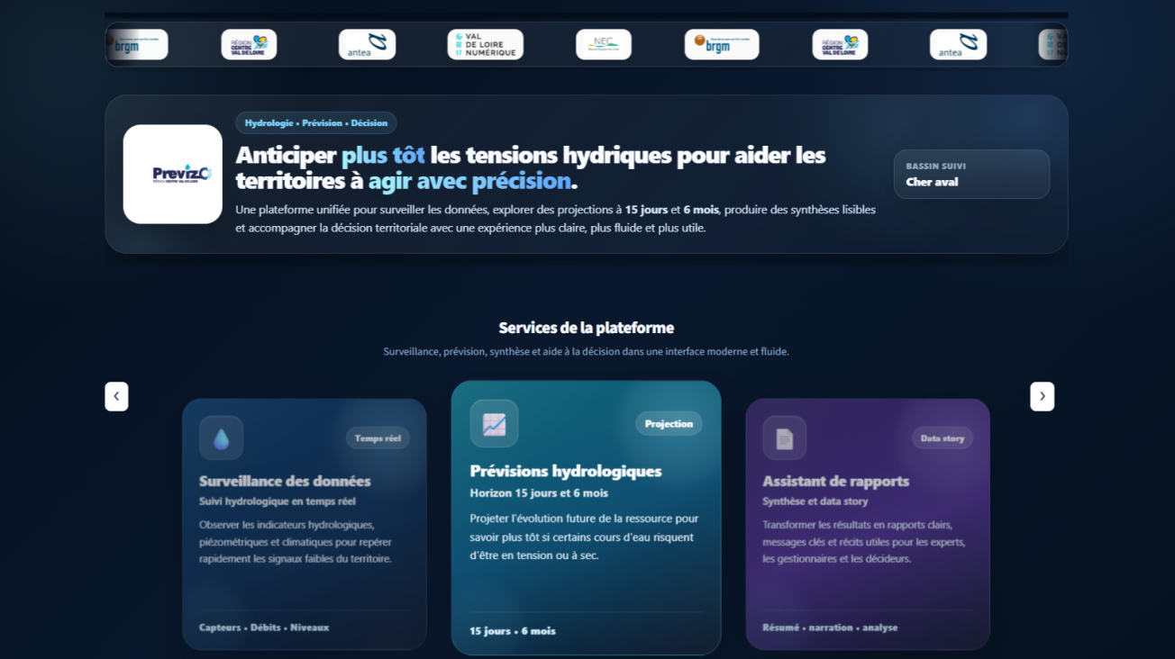 Capture d'écran de la plateforme PrevizO